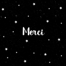 Merci en étoiles sur fond noir élégant